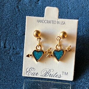 Eau Brises Gold-Tone Turquoise Heart Drop Earrings